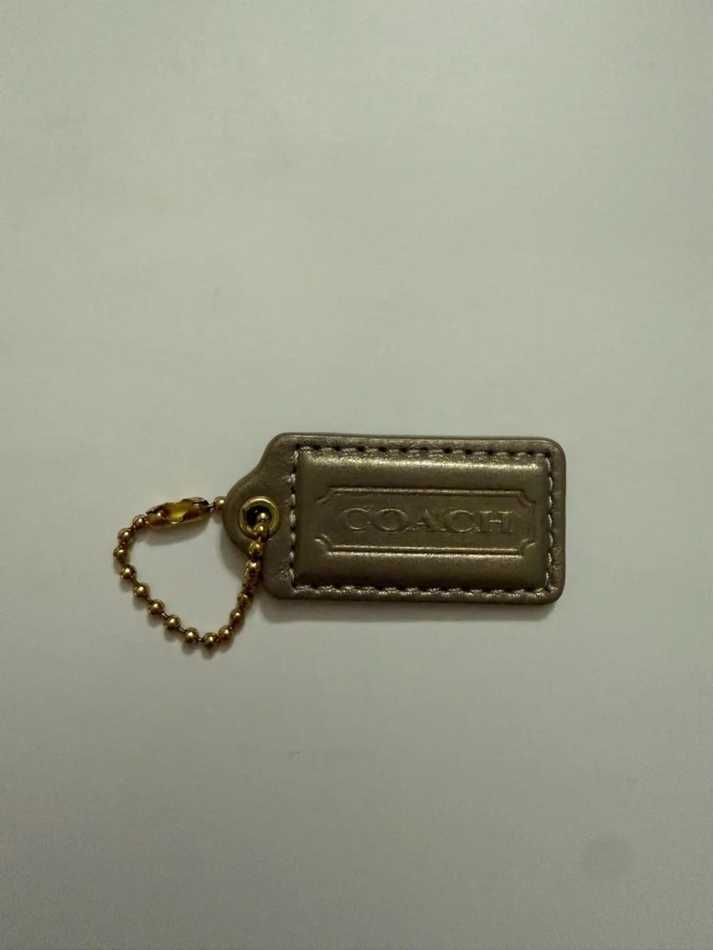 COACH Metallic Gold Leather Bag Charm Key Tag